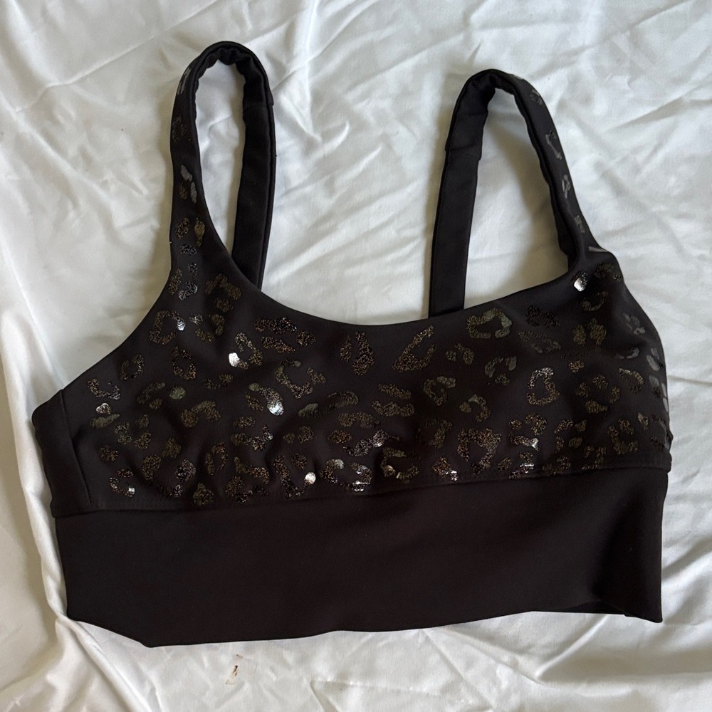 Beach Riot Black and Gold Patterned Sports Bra